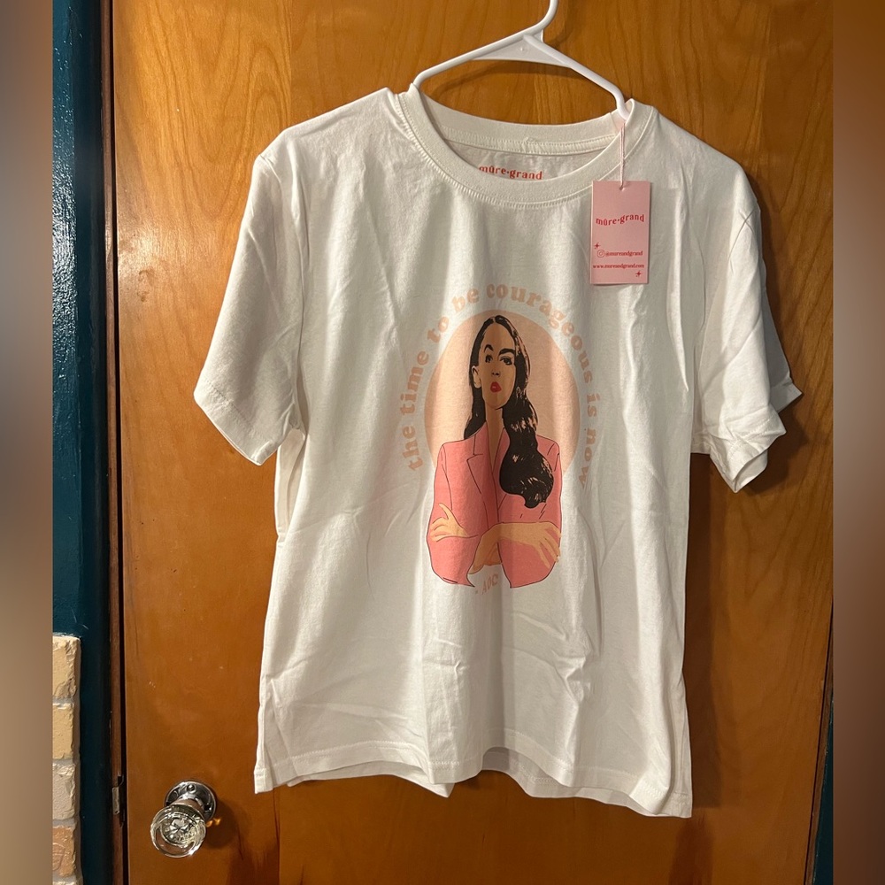 AOC (Alexandria Ocasio-Cortez) White Graphic T-Shirt